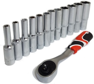 YATO - NASADKI DŁUGIE 1/4'' - ZESTAW NASADEK 4-13MM + GRZECHOTKA 1/4''