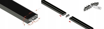 Рейка с крышкой Потолочный карниз 1 направляющая ПВХ ЧЕРНЫЙ с крышкой 9 дуг 200