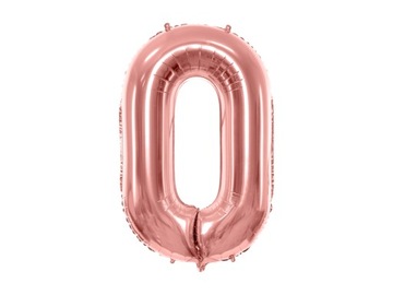 Balon foliowy Cyfra zero 86cm, różowe złoto