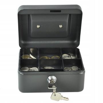 Металлический ящик для купюр, монет, сейф с ключом.