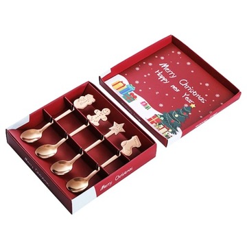 Легкая роскошная кофейная ложка из нержавеющей стали с позолотой Рождественский декор