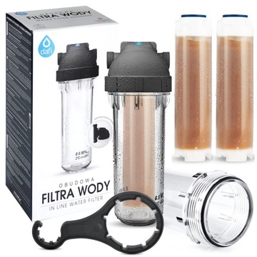 Filtr do wody przepływowy zmiękczacz DAFI + 2 wkłady zmiękczające z żywicą