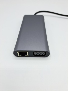 Док-станция USB-C 11in1 HDMI RJ45 AUX SD OUTLET