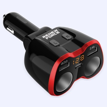 Разветвитель прикуривателя, 12–24 В, зарядное устройство, 2 порта USB, вольтметр QC, 150 Вт