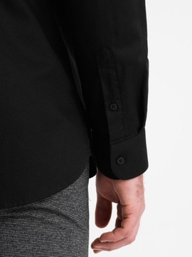 Bavlnená pánska košeľa s vreckom REGULAR FIT čierna V1 OM-SHCS-0147 XL
