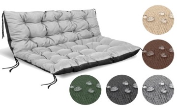 2 садовые подушки 120x80x40 см для скамейки-качели из поддонов, водонепроницаемые, серые