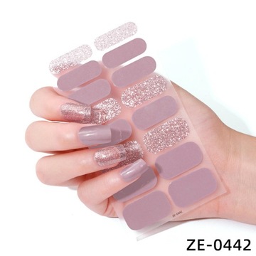 16 шт., гелевые наклейки для ногтей с пилочкой для маникюра, декор для ногтей, полный стиль D