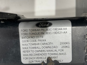 FORD RANGER RAPTOR ZAŘÍZENÍ(HÁK) TÁŽNÝ NOSNÍK HÁK ORIGINÁLNÍ
