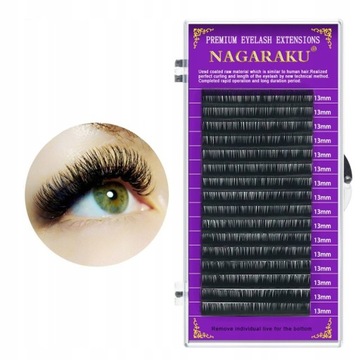 NAGARAKU Rzęsy Natural PREMIUM MINK czarne D 0,07 7mm 16 rzędów