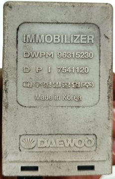 DAEWOO MATIZ 01 R 800 SADA STARTOVACÍ ŘÍZENÍ MOTORU IMOBILIZÉR