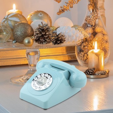 Guestbook Phone Push Button Rotary Dial Old Fashioned Desk Telephone Blue