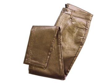 Calzedonia SPODNIE Legginsy z Imitacji Skóry jeansy rurki BRONZO M 38
