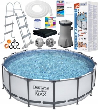 BASEN STELAŻOWY 457x122cm * BESTWAY 56438 * 10w1 POMPA DRABINKA POKRYWA