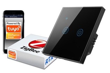 2-контурный сенсорный переключатель TUYA ZigBee. черный #без Н