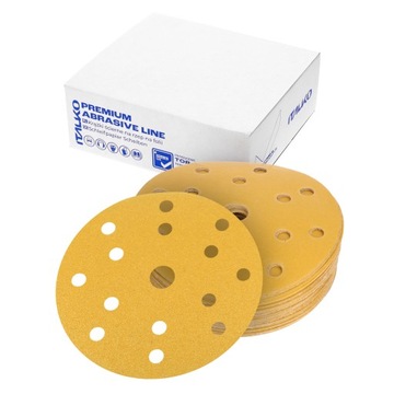 KRĄŻEK PAPIER ŚCIERNY 150mm 15H P150 NA RZEP 50szt