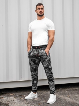 Spodnie męskie dresowe moro-grafitowe Denley KZ15A_M