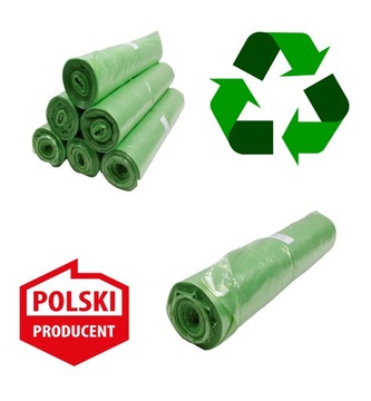Worki na Śmieci 60L MOCNE Polski producent 100% Recykling 25 szt ZIELONE