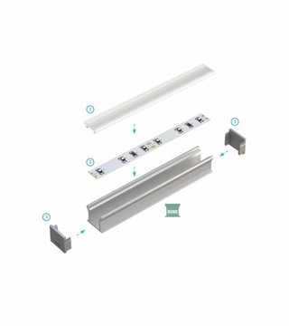 KLOSZ WODOODPORNY DO PROFILU LED LUMINES TERRA RUNO 3M | IP65/IP67 - PC