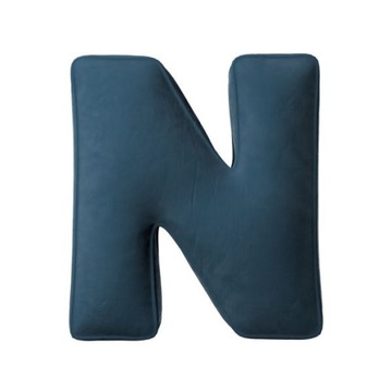 Poduszka welurowa literka N, 40cm DUŻA błękit