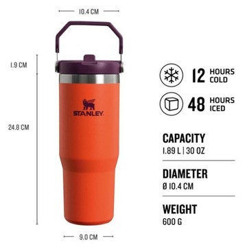 Кружка Stanley The Iceflow Flip Straw Tigerlily Plum, 0,89 л