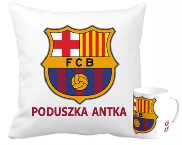 FC BARCELONA ZESTAW PODUSZKA+KUBEK + IMIĘ