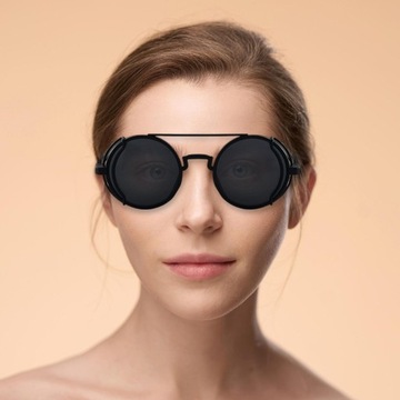 Modne okrągłe okulary przeciwsłoneczne z plastikową ramką Okulary Vintage okulary szare