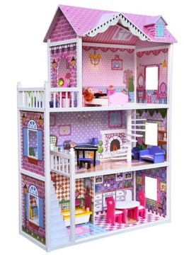 Duży Drewniany drewniany domek dla lalek Julia 3 piętra akcesoria XXL 123cm