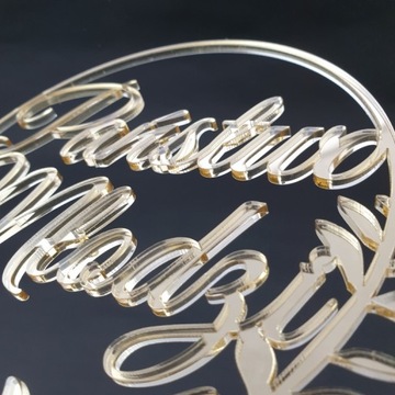 Топпер для торта с надписью Жених и Невеста, золотое зеркало