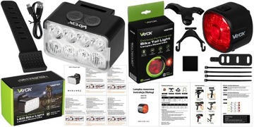 КОМПЛЕКТ ВЕЛОСИПЕДНЫХ ФОНАРОВ ПЕРЕДНИЕ И ЗАДНИЕ ВЕЛОСИПЕДНЫЕ ФОНАРИ USB-C VAYOX