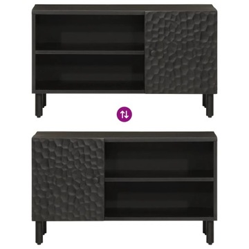Szafka pod telewizor, czarna, 80x31x46 cm, lite drewno mango