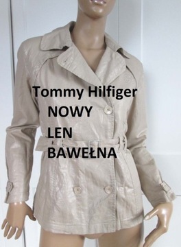 Tommy Hilfiger płaszcz trancz wiosenny lekki len 14 M L NOWY