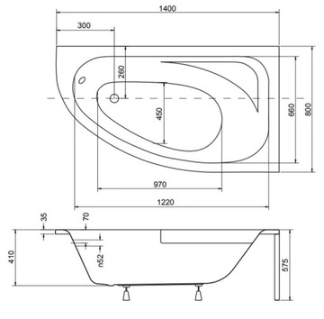 WANNA 140x80 obudowa parawan bateria ZESTAW czarny