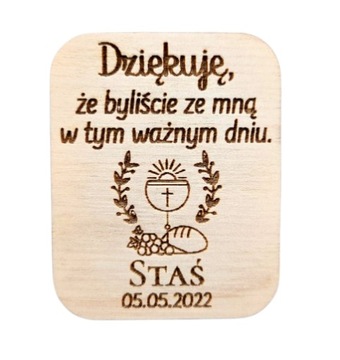 Podziękowania dla Gości Komunijne Chrzest pamiątka