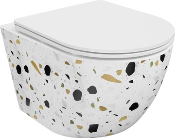 MEXEN LENA MISKA WC RIMLESS DESKA DUROPLAST BIAŁA KAMIEŃ TERAZZO