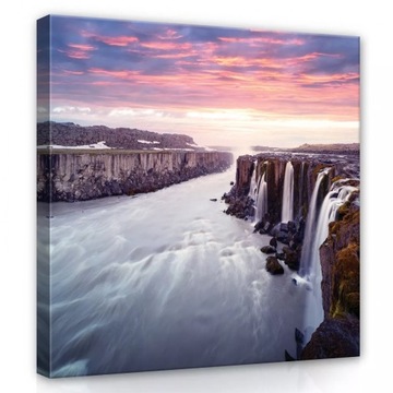 OBRAZ NA PŁÓTNIE CANVAS 80x80 WODOSPAD ISLANDIA