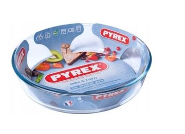 FORMA OKRĄGŁA NA CIASTO zapiekankę do tarty ŻAROODPORNA naczynie 26cm PYREX