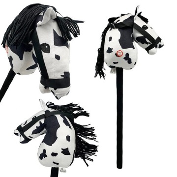 Interaktywna PLUSZOWA Głowa Konia na Kiju Dźwięk BIAŁY ŁATY HOBBY HORSE