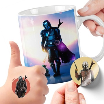 ZESTAW NA PREZENT KUBEK DLA DZIECI TATUAŻE NAKLEJKI THE MANDALORIAN JAKOŚĆ