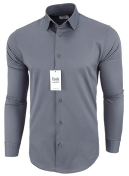 Espada Koszula męska Grafitowa SLIM FIT Bawełna r. S kołnierzyk 37-38