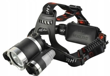 MOCNA LATARKA CZOŁOWA 3x CREE LED T6 CZOŁÓWKA AKU