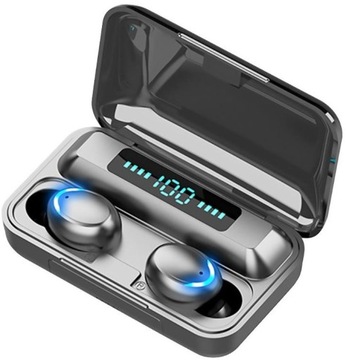SŁUCHAWKI BEZPRZEWODOWE + POWERBANK LED ROZMOWY