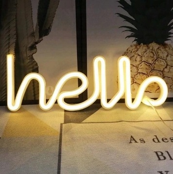 NEON LED NA ŚCIANĘ ZNAK hello SERCE NAPIS NEONOWY