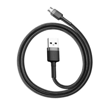 Кабель Micro USB в оплетке Baseus 2.4A, 1 метр, черно-серый