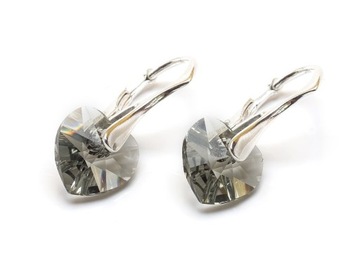 Srebrne Kolczyki 925 z kr. Swarovski Serca 10 BD