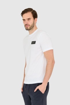 EA7 Biały męski t-shirt z naszywką z logo XL