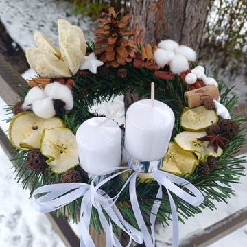 РОЖДЕСТВЕНСКИЙ ВЕНОК НА ДВЕРЬ 40 СМ РОЖДЕСТВЕНСКИЙ БЕЛЫЙ КРАСНЫЙ СЕРЕБРЯНЫЙ