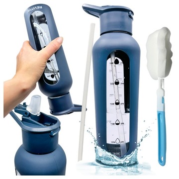 Стеклянная бутылка для бутылки с водой с измерением и измерением силиконового корпуса