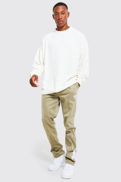 Boohoo NG2 dsy klasyczny biały sweter oversize prążki XL