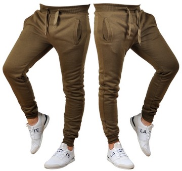 k01 r. L MĘSKIE SPODNIE DRESOWE JOGGERY GŁADKIE