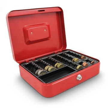 КАССЕТА ДЛЯ ДЕНЕГ, МЕТАЛЛИЧЕСКИЙ СЕЙФ, 25 СМ, КРАСНЫЙ
